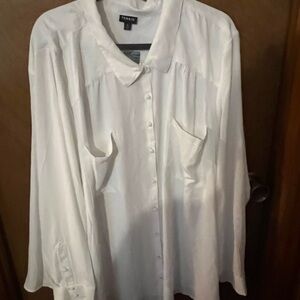 torrid White Satin Button-Down Shirt